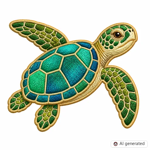 Diseño de tatuaje de Tortuga en estilo Bordado