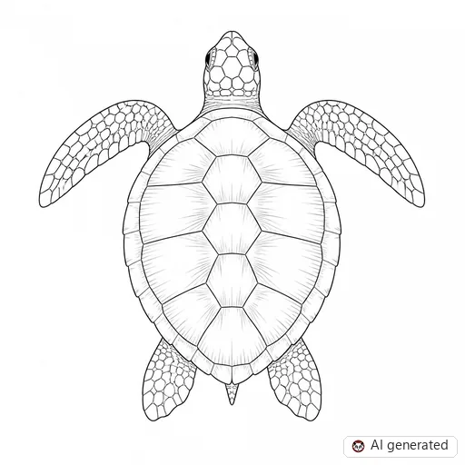 Turtle tattoo design in Fine-Line style