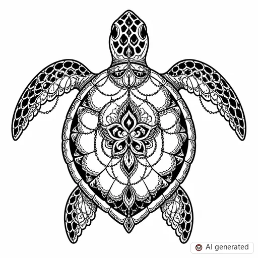 Turtle tattoo design in Ornamental style