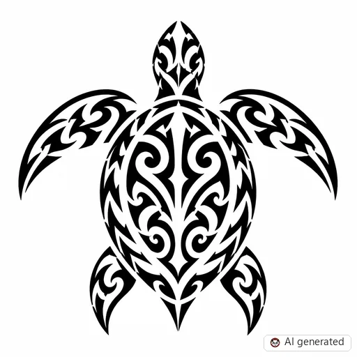 Turtle tattoo design in Tribal style