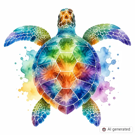 Turtle tattoo design in Watercolor style