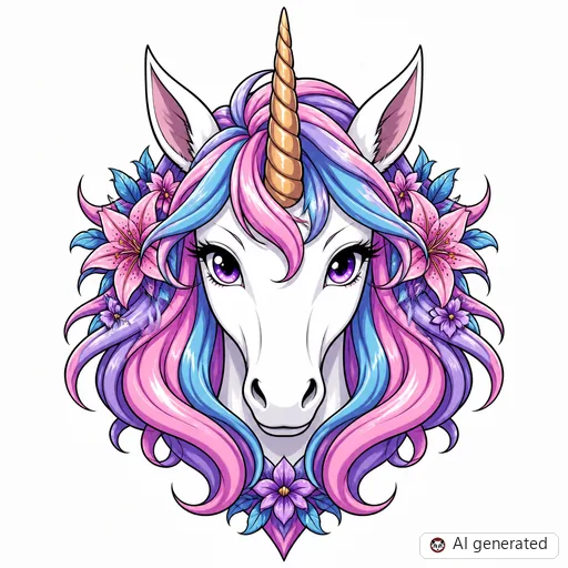 Einhorn-Tattoo-Entwurf im Stil Anime