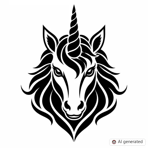 Unicorn tattoo design in Blackwork style