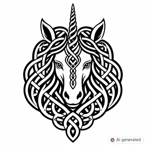 Disegno di tatuaggio Unicorno in stile Celtico