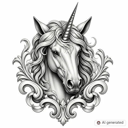 Einhorn-Tattoo-Entwurf im Stil Chicano