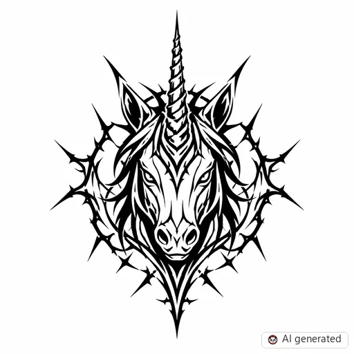 Unicorn tattoo design in Cybersigilism style