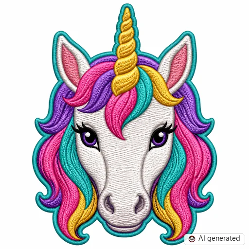Diseño de tatuaje de Unicornio en estilo Bordado