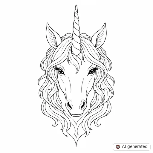 Unicorn tattoo design in Fine-Line style