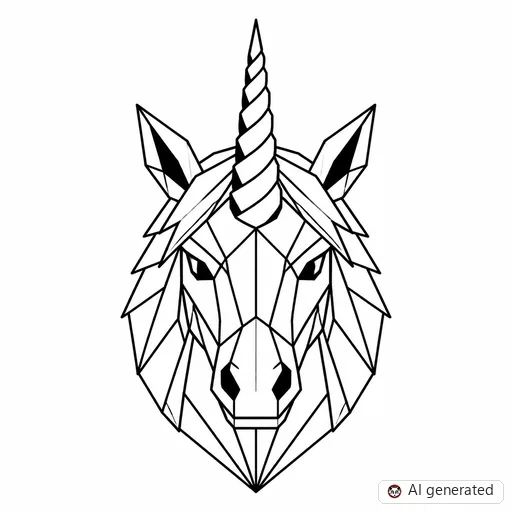 Unicorn tattoo design in Geometric style