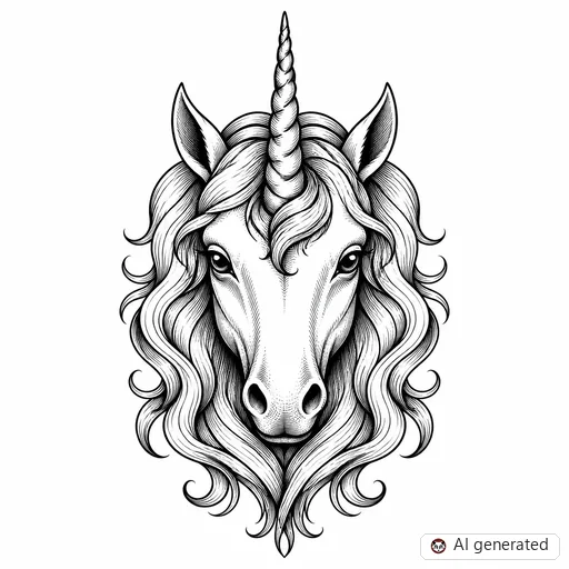 Unicorn tattoo design in Illustrative style