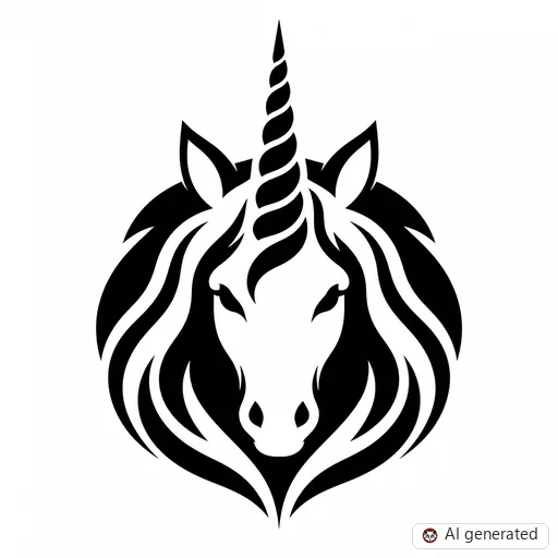 Einhorn-Tattoo-Entwurf im Stil Negative Space