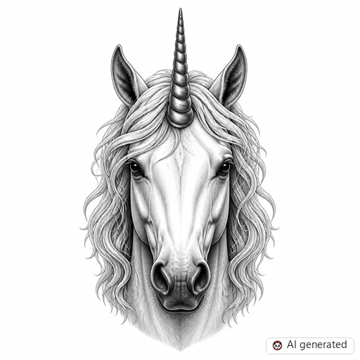 Unicorn tattoo design in Realism style