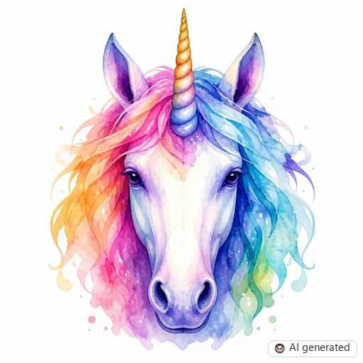 Unicorn tattoo design in Watercolor style