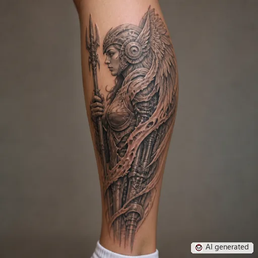 Valkyrie tattoo design in Biomechanical style