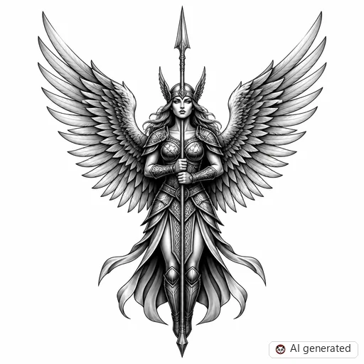 Valkyrie tattoo design in Black & Grey style