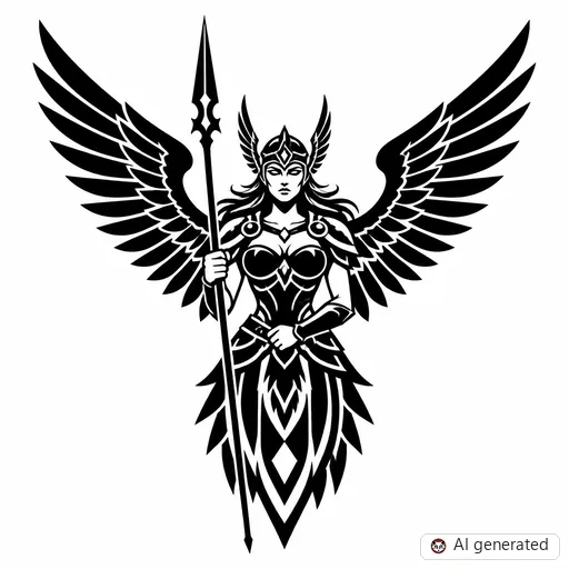 Valkyrie tattoo design in Blackwork style