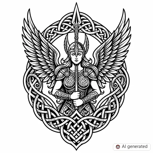 Disegno di tatuaggio Valchiria in stile Celtico