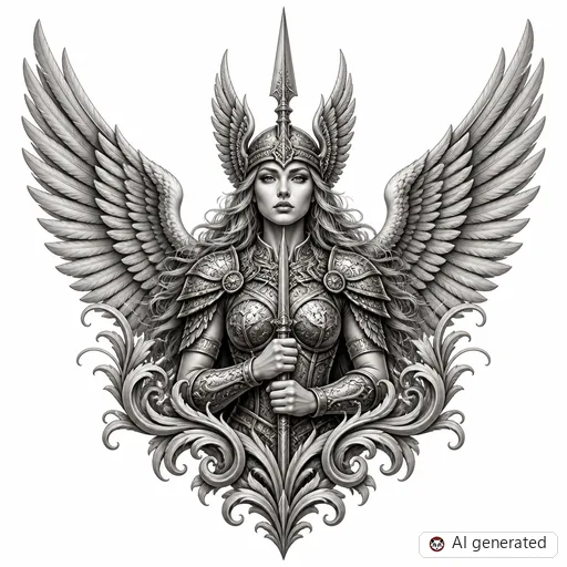 Walküre-Tattoo-Entwurf im Stil Chicano