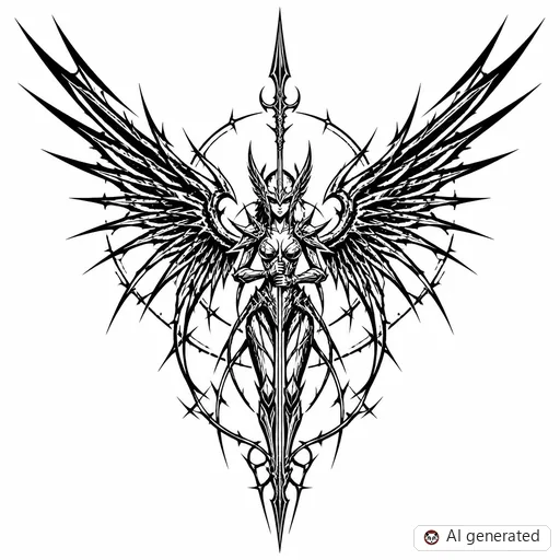 Valkyrie tattoo design in Cybersigilism style