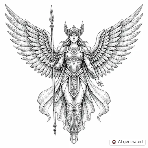 Valkyrie tattoo design in Dotwork style