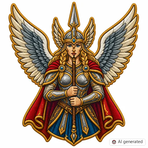Diseño de tatuaje de Valquiria en estilo Bordado