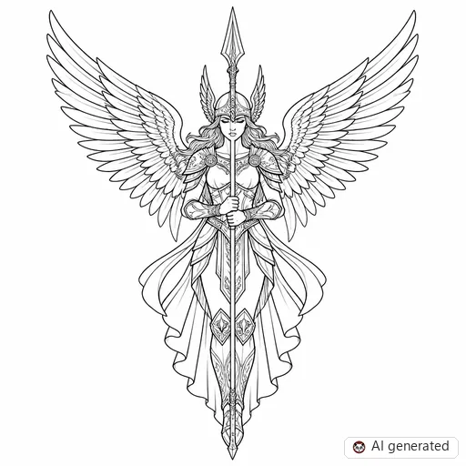 Valkyrie tattoo design in Fine-Line style