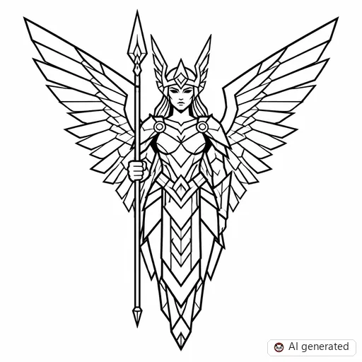 Valkyrie tattoo design in Geometric style