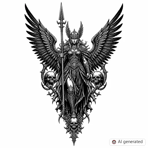 Disegno di tatuaggio Valchiria in stile Gothic