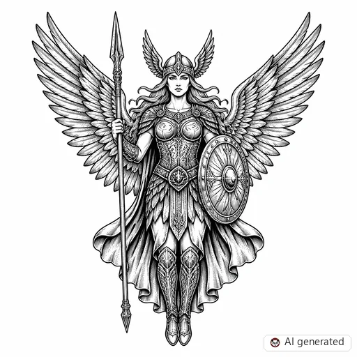 Valkyrie tattoo design in Illustrative style