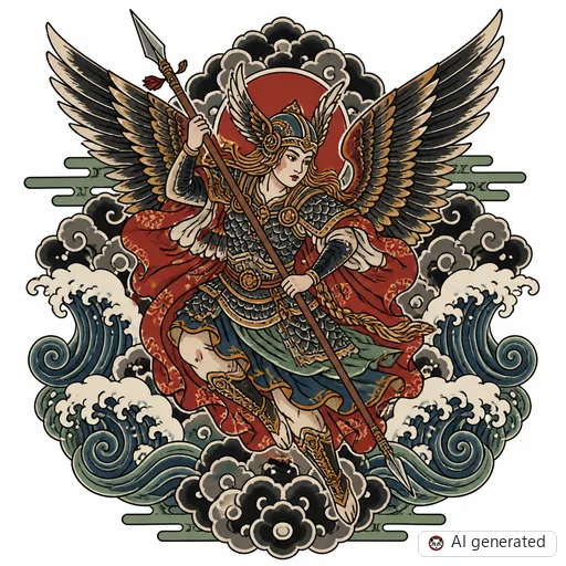 Walküre-Tattoo-Entwurf im Stil Japanisch (Irezumi)