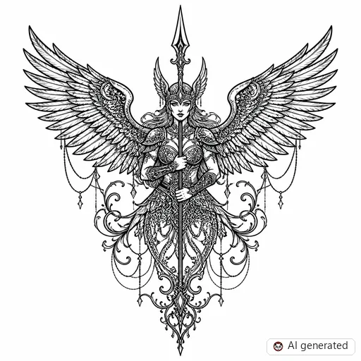 Valkyrie tattoo design in Ornamental style