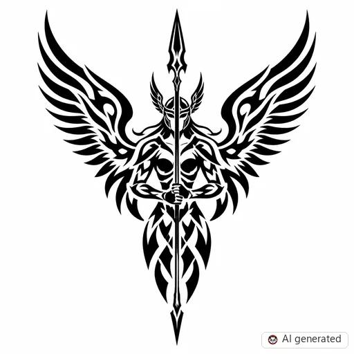 Valkyrie tattoo design in Tribal style