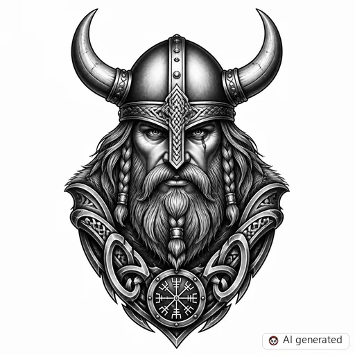 Viking tattoo design in Black & Grey style