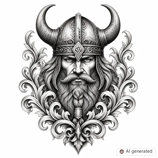 Wikinger-Tattoo-Entwurf im Stil Chicano