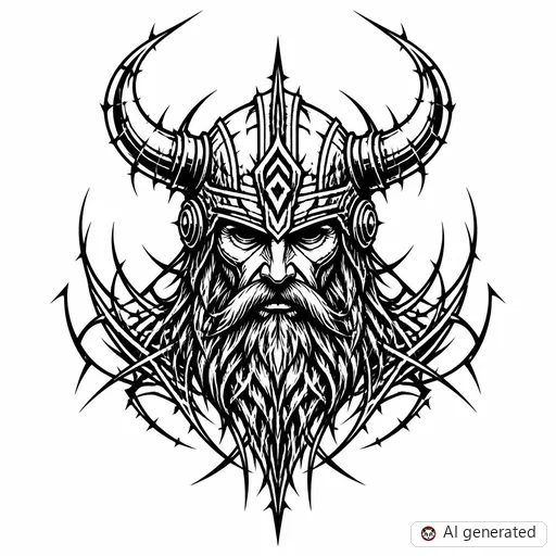 Viking tattoo design in Cybersigilism style