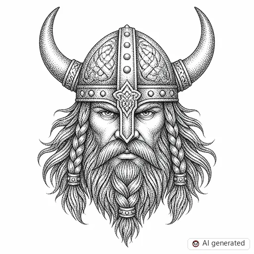 Viking tattoo design in Dotwork style