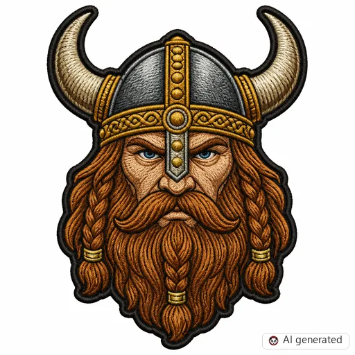 Diseño de tatuaje de Vikingo en estilo Bordado