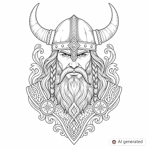 Viking tattoo design in Fine-Line style