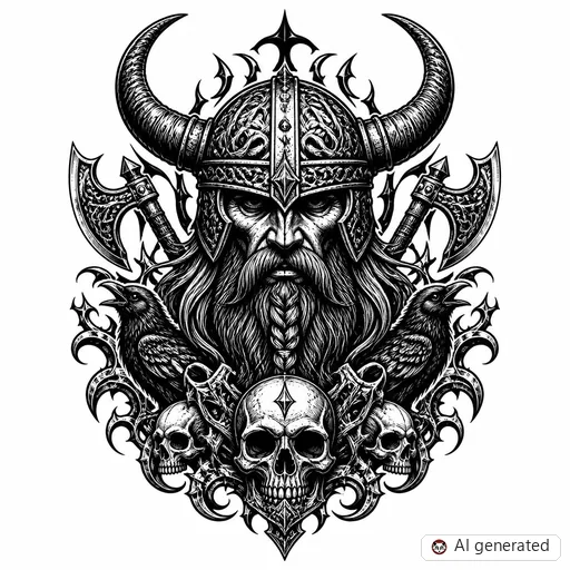Disegno di tatuaggio Vichingo in stile Gothic