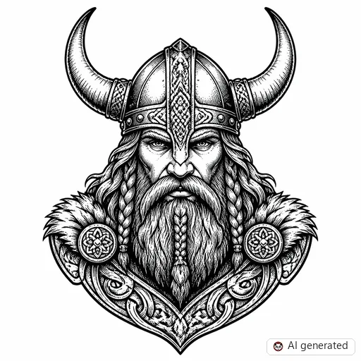 Viking tattoo design in Illustrative style