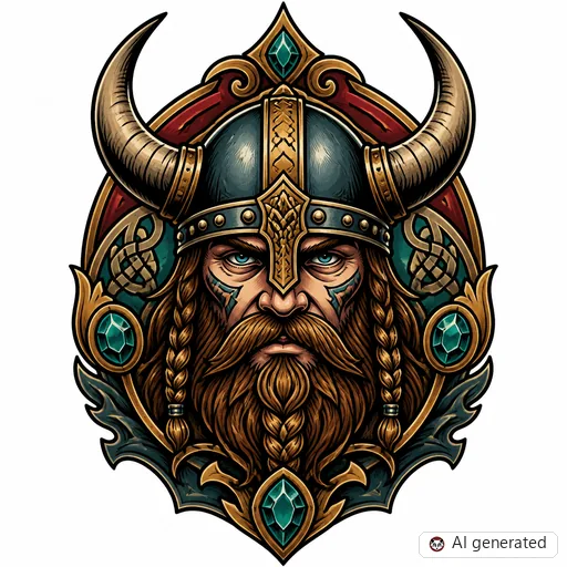Wikinger-Tattoo-Entwurf im Stil Neo-Traditional