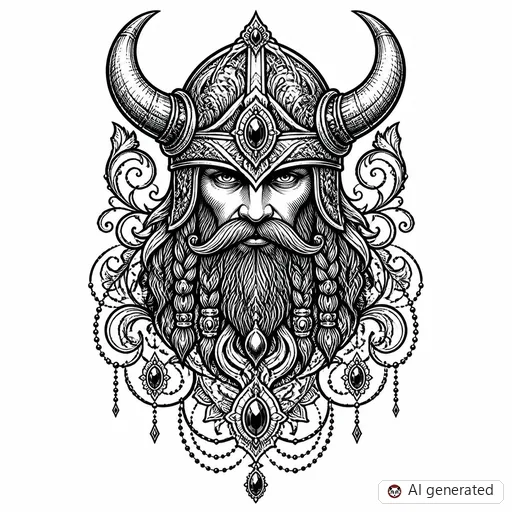 Viking tattoo design in Ornamental style