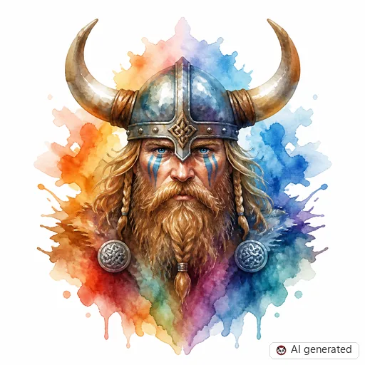 Viking tattoo design in Watercolor style