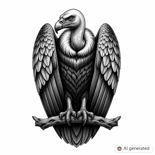 Vulture tattoo design in Black & Grey style