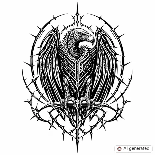 Vulture tattoo design in Cybersigilism style