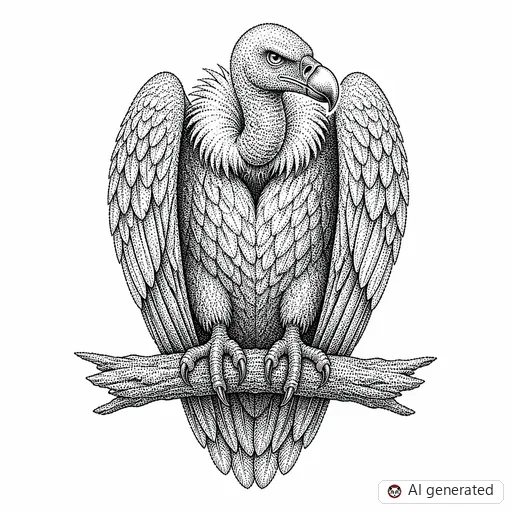 Vulture tattoo design in Dotwork style