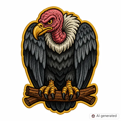 Diseño de tatuaje de Buitre en estilo Bordado