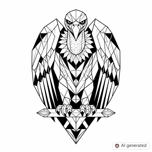 Vulture tattoo design in Geometric style