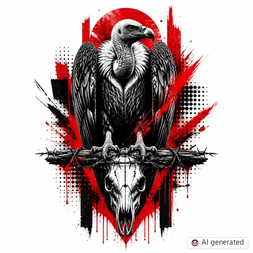Vulture tattoo design in Trash Polka style