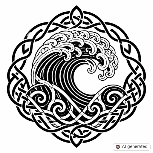 Disegno di tatuaggio Onda in stile Celtico